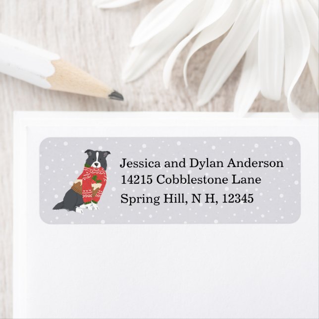 Christmas Happy Howiladys Dog in Sweater Label (Insitu)