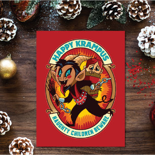 Christmas Happy Krampus Naughty Children Beware Card