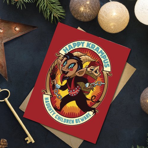 Christmas Happy Krampus Naughty Children Beware Holiday Card