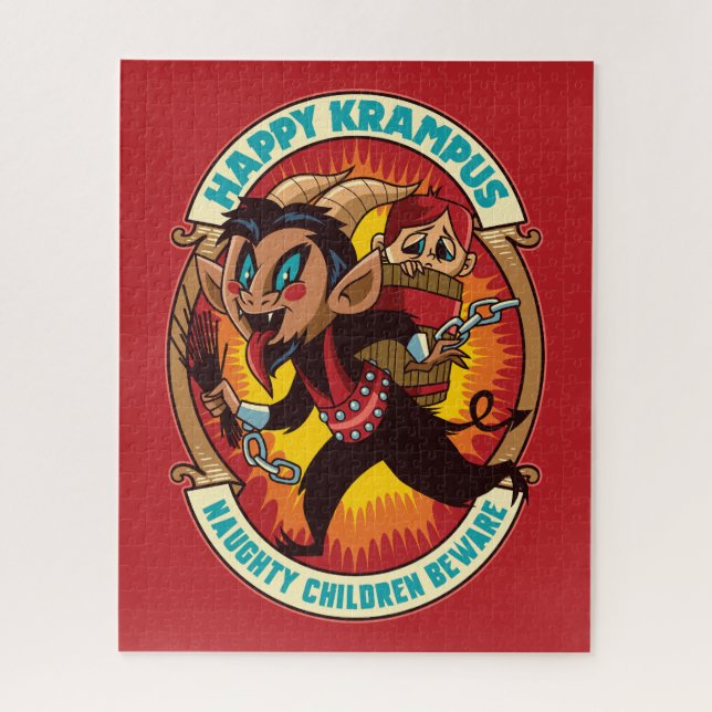 Christmas Happy Krampus Naughty Children Beware Jigsaw Puzzle (Vertical)