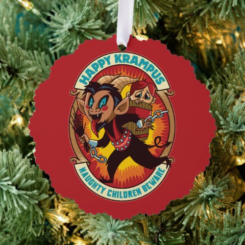 Christmas Happy Krampus Naughty Children Beware Ornament Card