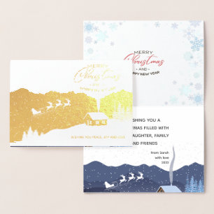 Christmas Happy new year Santa customizable Foil Card