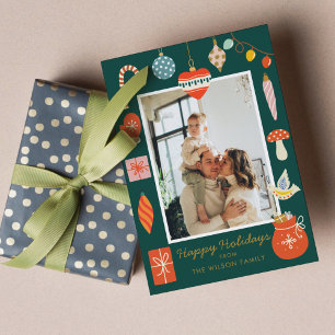Christmas Happy Ornament Cute Family Photo Holiday Card