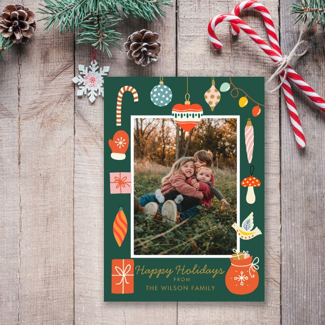 Christmas Happy Ornament Cute Family Photo Holiday Card (Creator Uploaded)