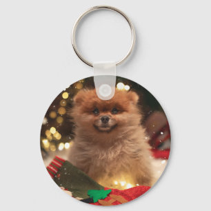 Christmas happy puppy keychain
