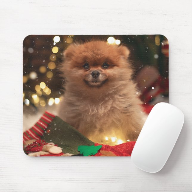 Christmas happy puppy mouse pad (With Mouse)