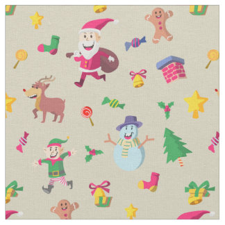 Christmas Happy Santa and Friends Fabric