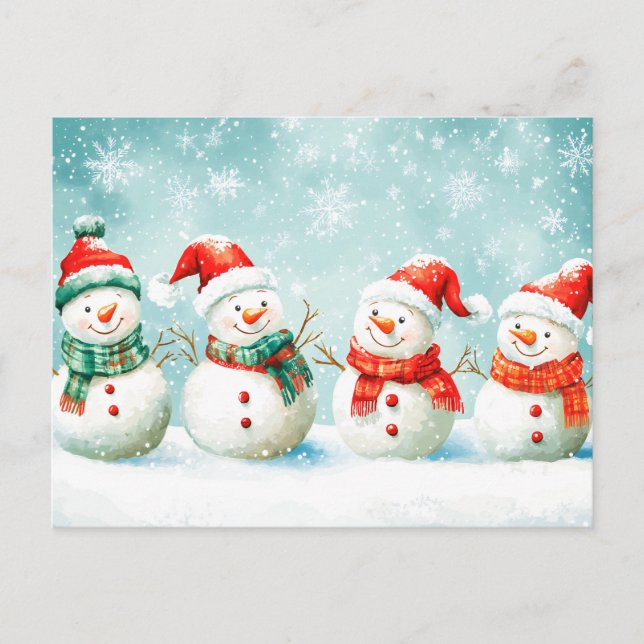 Christmas Happy Snowman's Holiday Postcard (Front)