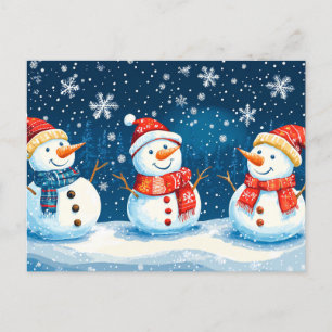 Christmas Happy Snowman's Holiday Postcard