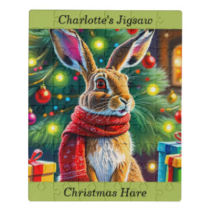 Christmas Hare Personalized  Jigsaw Puzzle
