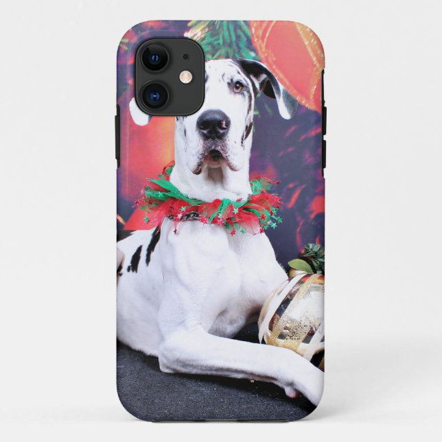 Christmas - Harlequin Great Dane - Baron Case-Mate iPhone Case (Back)