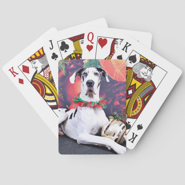 Christmas - Harlequin Great Dane - Baron Poker Cards (Back)