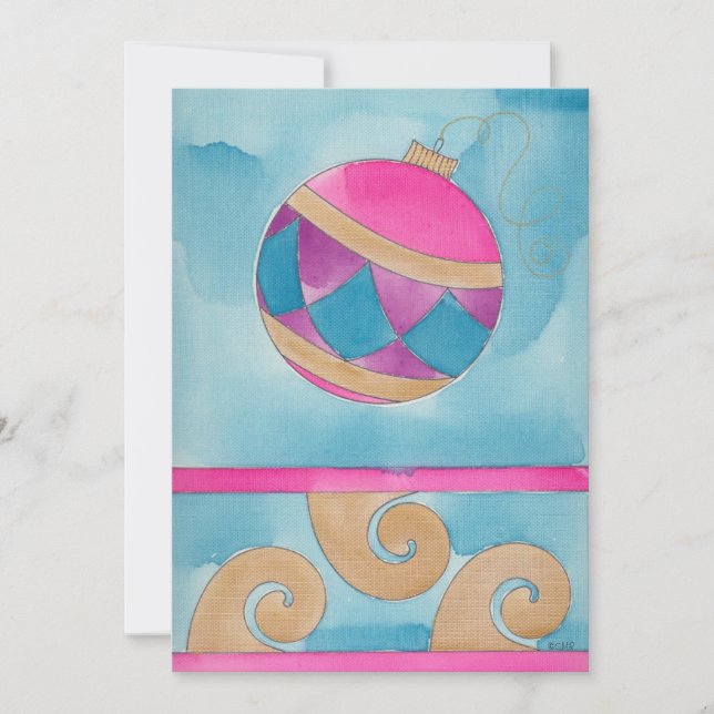 Christmas Harlequin Ornament - Flat Christmas Card (Front)