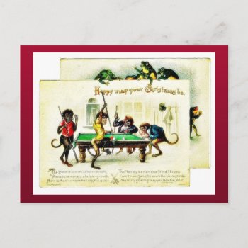 Christmas Has Monkeys Playing Golf  Frog Watching Holiday Postcard by RememberChristmas at Zazzle