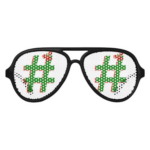 Christmas HASHTAG _ Hash Tag Symbol Aviator Sunglasses