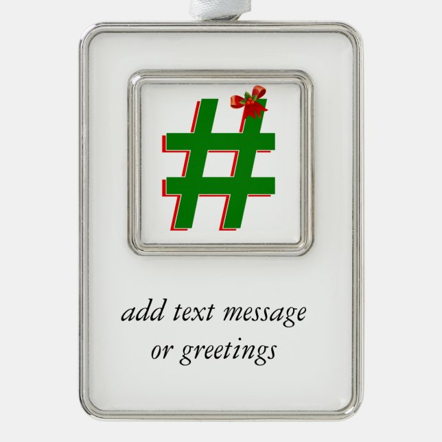 #Christmas #HASHTAG - Hash Tag Symbol Christmas Ornament (Front)