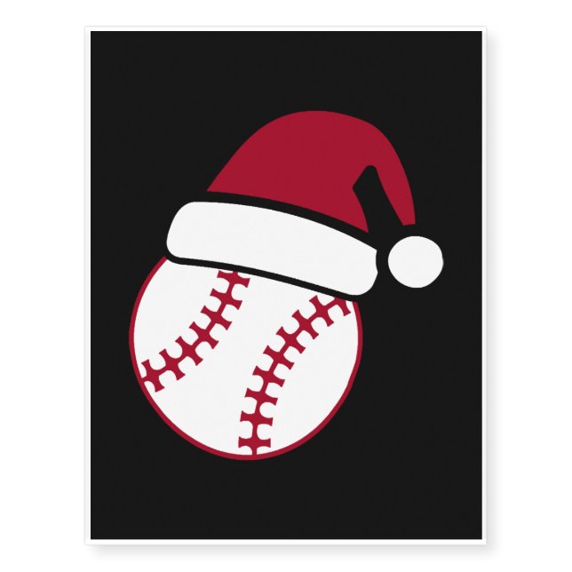 Christmas Hat Baseball Temporary Tattoos (Front)