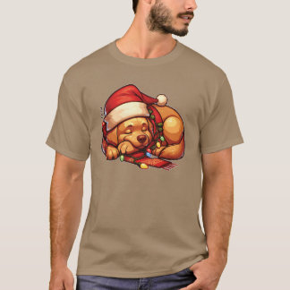 Christmas Hat Christmas Fairy Lights Labrador frie T-Shirt