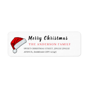Christmas Hat Elegant Simple Return Address Label