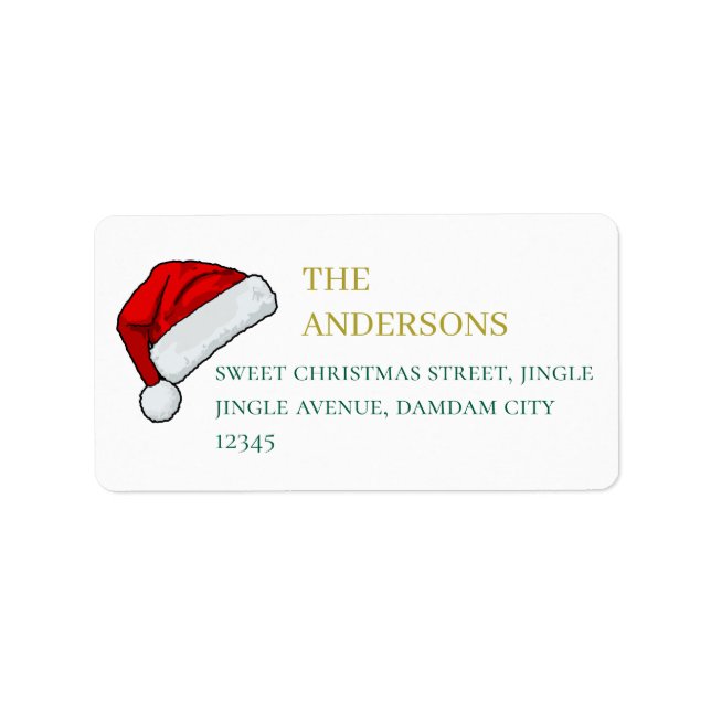 Christmas Hat Elegant Simple Return Address Label (Front)