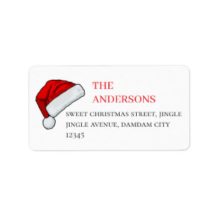 Christmas Hat Elegant Simple Return Address Label