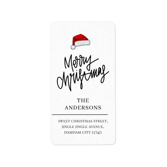 Christmas Hat Elegant Simple Return Address Label (Front)