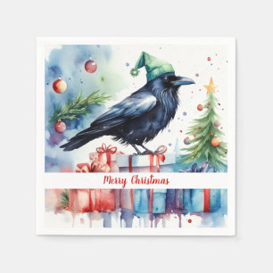 Christmas Hat Festive Crow - Paper Napkins