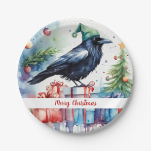 Christmas Hat Festive Crow - Paper Plates