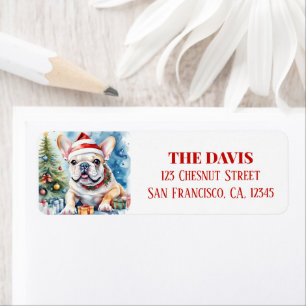 Christmas Hat Festive French Bulldog Label