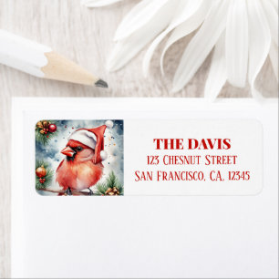 Christmas Hat Festive Northern Cardinal Label