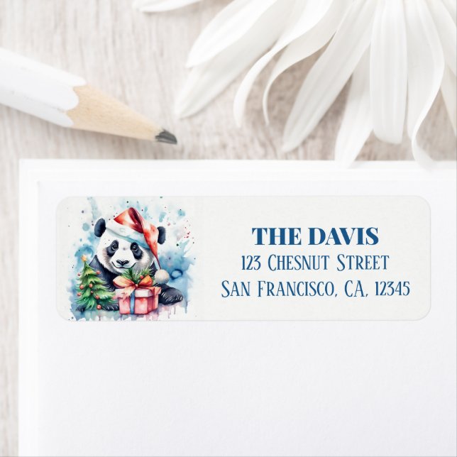 Christmas Hat Festive Panda Label (Insitu)