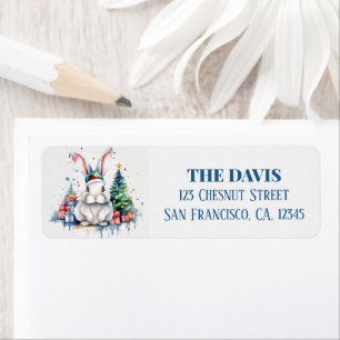 Christmas Hat Festive Rabbit Label