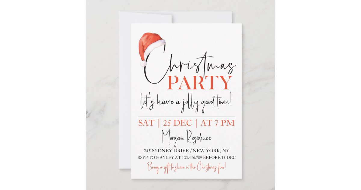 Christmas Hat Party Invitation Office Party Invite | Zazzle