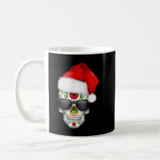 Christmas Hat Santa Day Of The Dead Sugar Skull Pa Coffee Mug