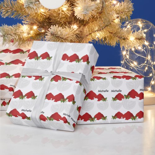 Christmas Hat Volleyball  Personalize Wrapping Paper