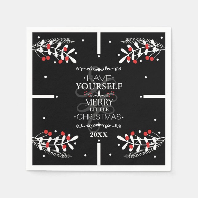 Christmas Have Yourself...Red Berries Holiday Paper Napkins (Front)