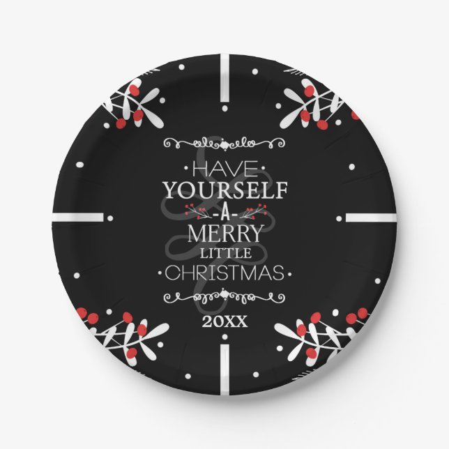 Christmas Have Yourself...Red Berries Holiday Paper Plates (Front)