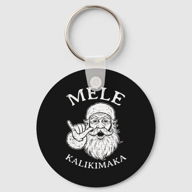 Christmas Hawaii Santa Mele Kalikimaka Xmas Men Wo Keychain (Front)