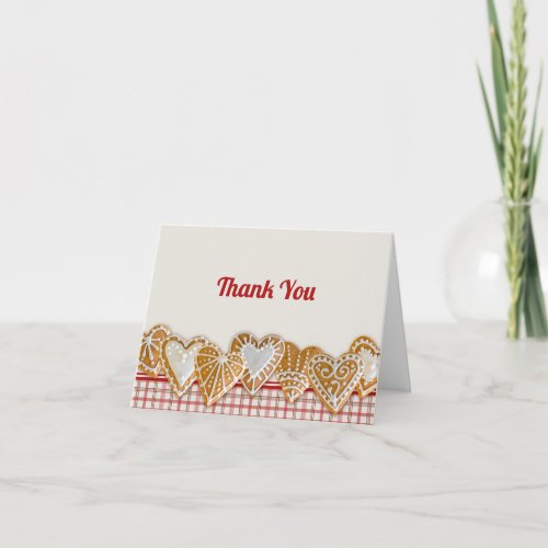 Christmas Heart Cookie  Plaid Thank You Card