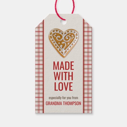 Christmas Heart Cookie  Tartan Plaid Gift Tags