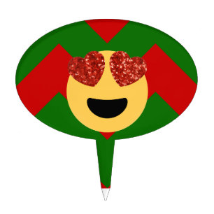 christmas heart eye emoji cake topper
