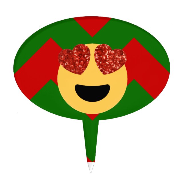 christmas heart eye emoji cake topper (Front)