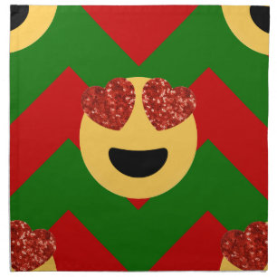 christmas heart eye emoji cloth napkin
