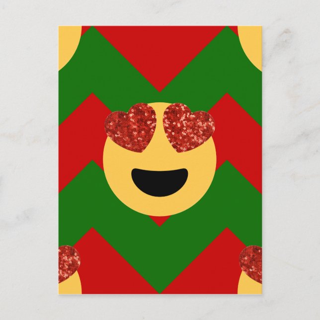 christmas heart eye emoji holiday postcard (Front)