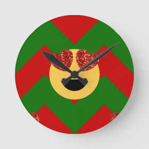christmas heart eye emoji round clock