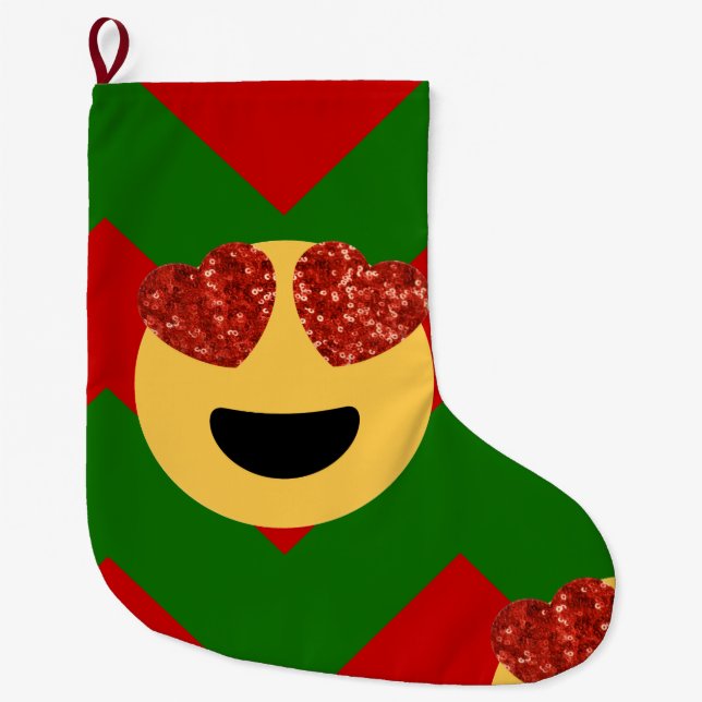 christmas heart eye emoji xmas stocking (Front)