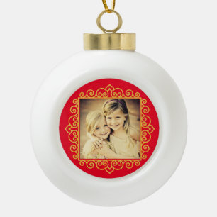 Christmas Heart Frame Photo Personalized Gift Ceramic Ball Christmas Ornament