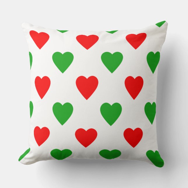 Christmas Heart Pattern Throw Pillow (Front)