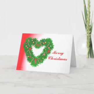 Christmas Heart Wreath Holiday Card