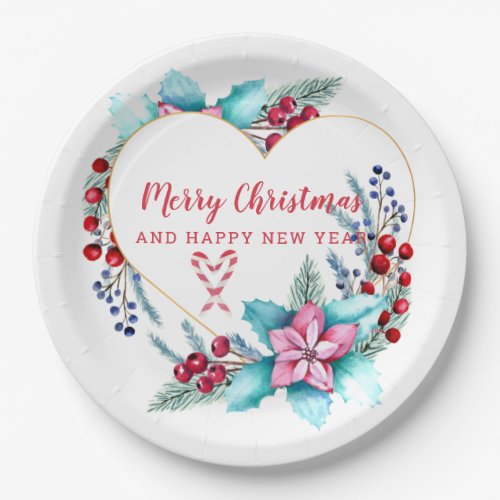 Christmas Heart Wreath Paper Plates